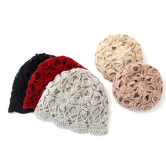 Handmade Crochet Double-Layer Petal Hollow Out Cashmere Knit Hat