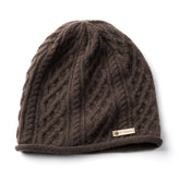 Pure Cashmere Cuffed Cable Knit Hat, Warm for Autumn and Winter