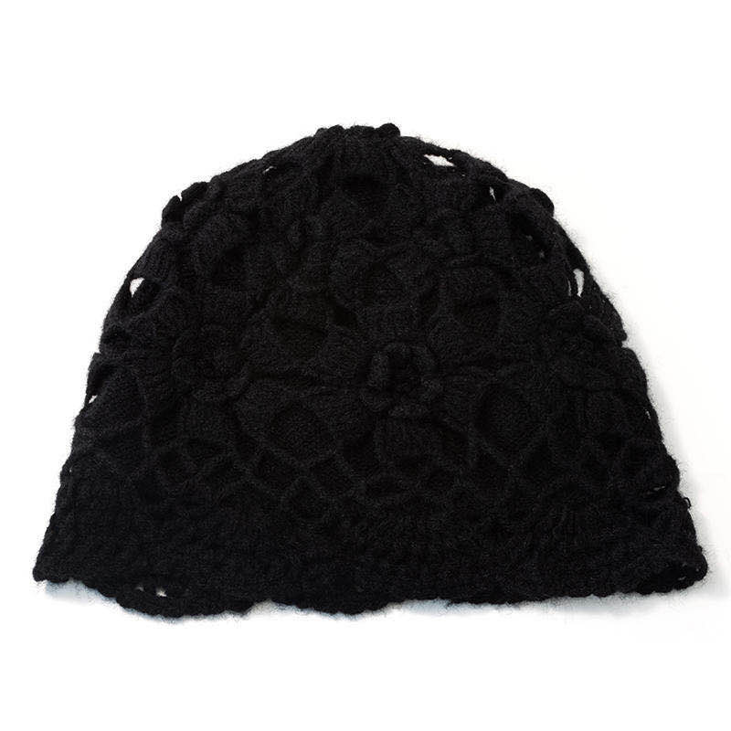 Handmade Crochet Double-Layer Petal Hollow Out Cashmere Knit Hat