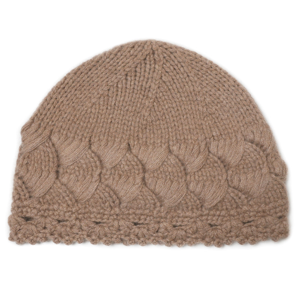 Fall and Winter Women's Pure Hand-Knitted Warm Cashmere Hat