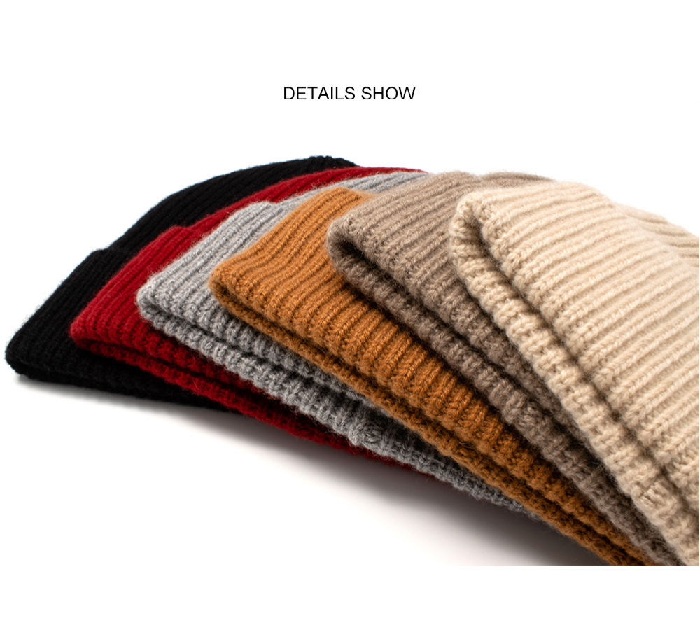 Fall & Winter Unisex Multi-Color Solid Warm Knitted Cashmere Hat