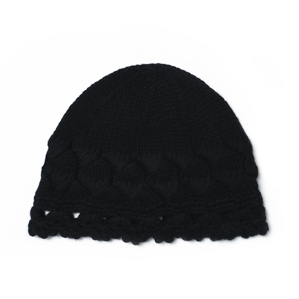 Fall and Winter Women's Pure Hand-Knitted Warm Cashmere Hat