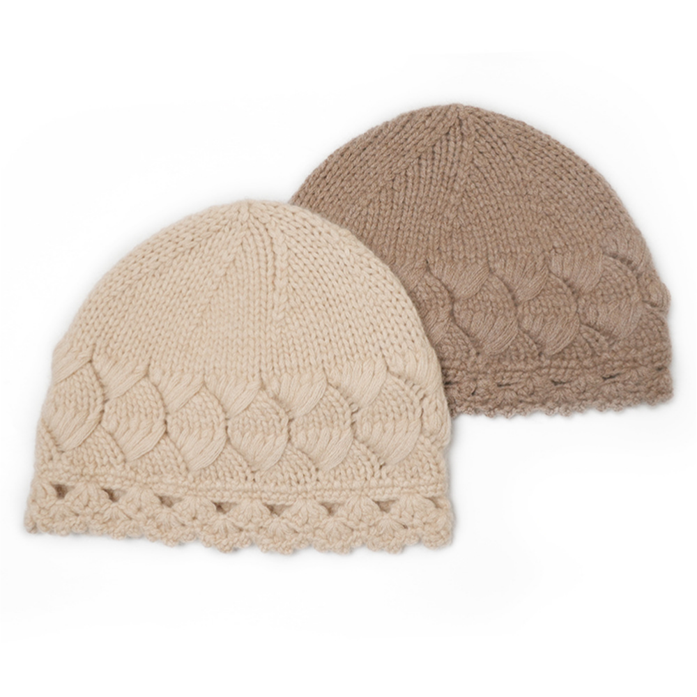 Fall and Winter Women's Pure Hand-Knitted Warm Cashmere Hat