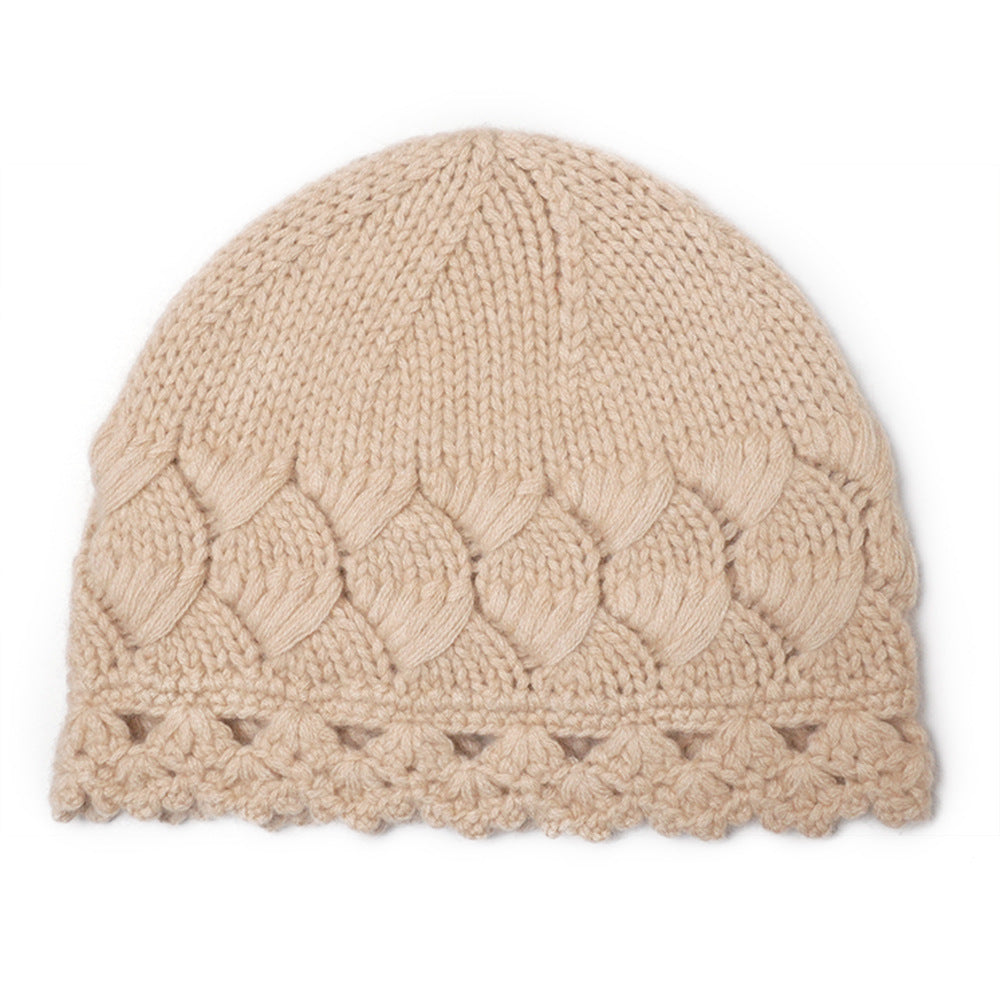 Fall and Winter Women's Pure Hand-Knitted Warm Cashmere Hat